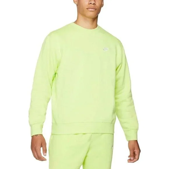 Nike Sportswear Club Fleece Crew Pullover Sweatshirt Men's Size XXL 2XL Volt NWT